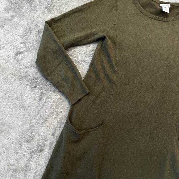 Sundance Film Noir Silk Blend Sweater Dress SMALL Olive Green Pockets Lagenlook - Picture 2 of 5